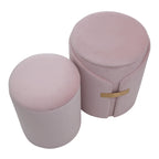 Dahlia Ottoman Set - Gold Metal, Blush Pink Velvet