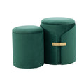 Dahlia Ottoman Set - Gold Metal, Green Velvet