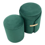 Dahlia Ottoman Set - Gold Metal, Green Velvet