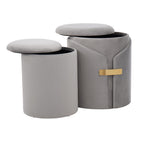 Dahlia Ottoman Set - Gold Metal, Silver Velvet