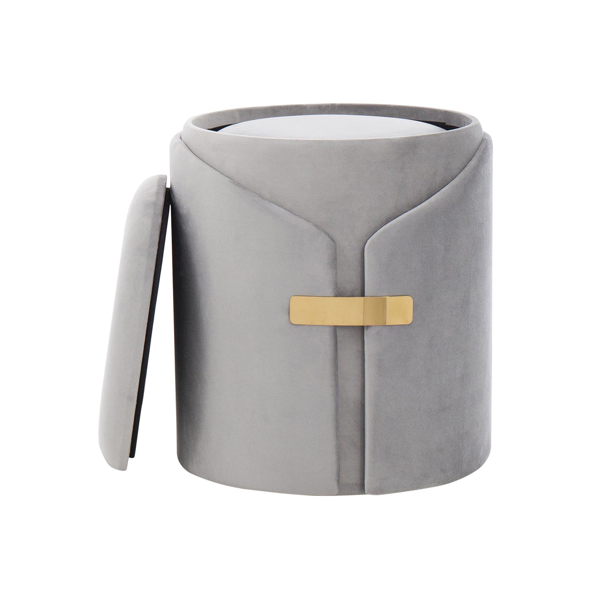 Dahlia Ottoman Set - Gold Metal, Silver Velvet