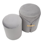 Dahlia Ottoman Set - Gold Metal, Silver Velvet