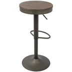 Dakota Adjustable Barstool - Set of 2 - Antique Metal, Brown Bamboo