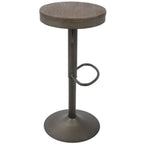 Dakota Adjustable Barstool - Set of 2 - Antique Metal, Brown Bamboo