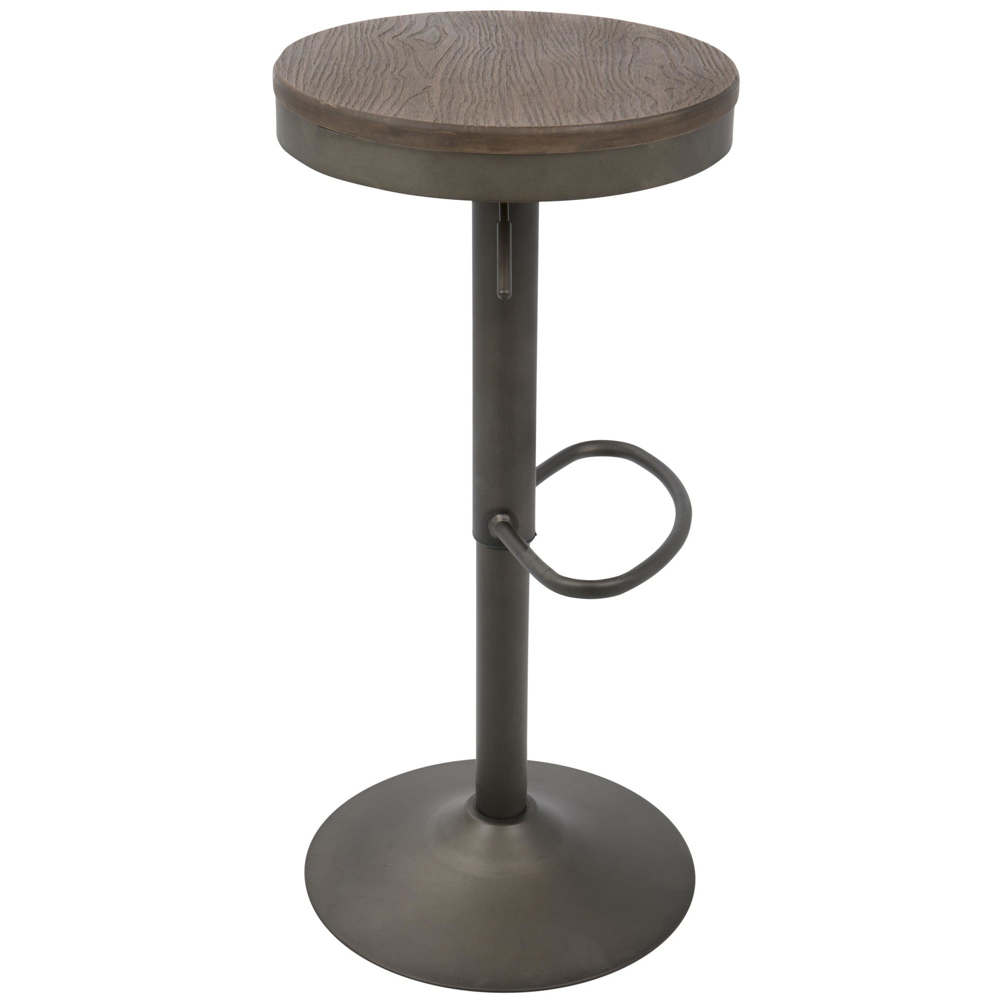 Dakota Adjustable Barstool - Set of 2 - Antique Metal, Brown Bamboo
