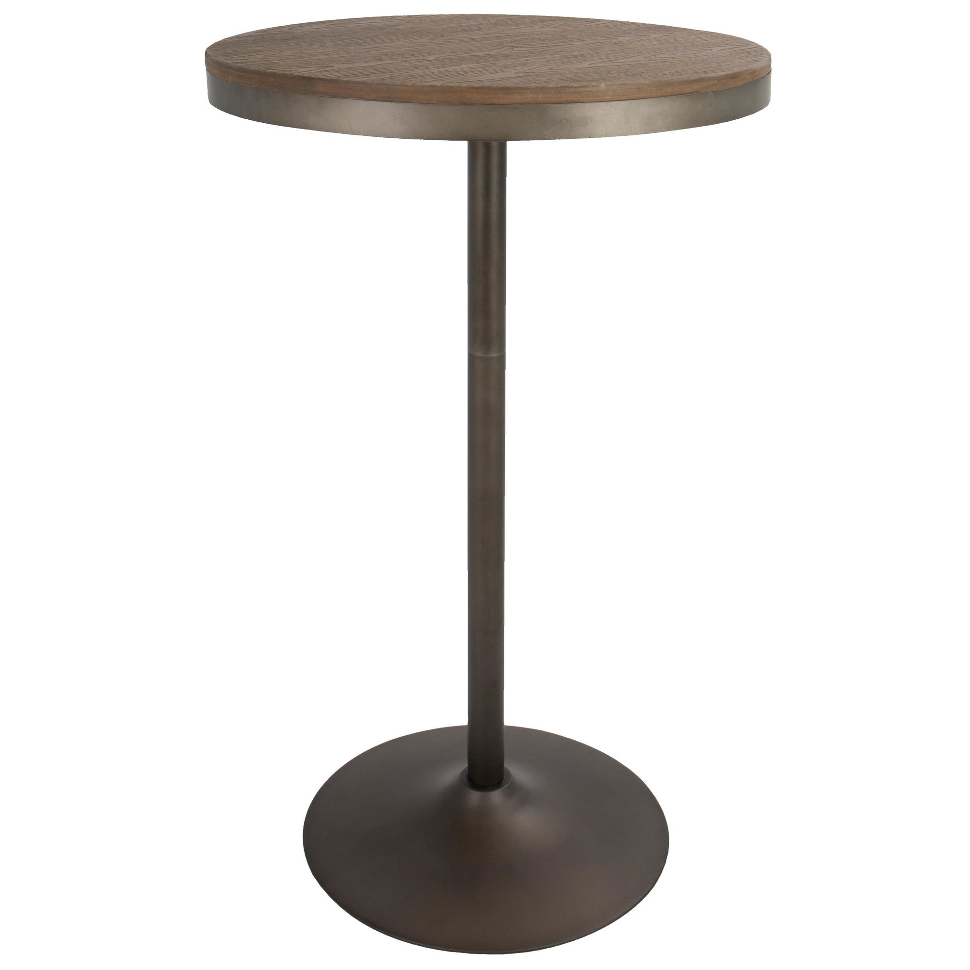Dakota Bar Table - Antique Metal, Brown Bamboo