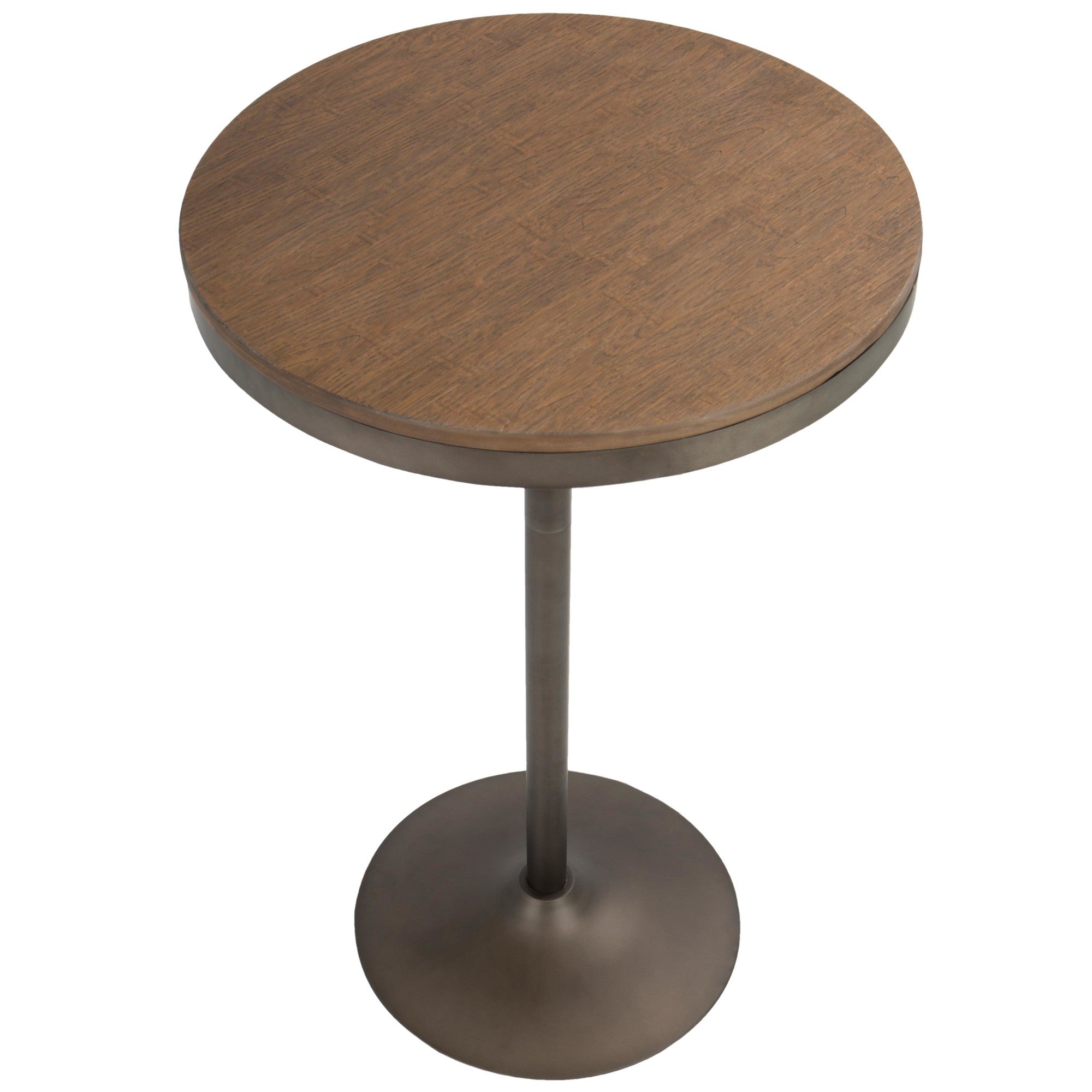 Dakota Bar Table - Antique Metal, Brown Bamboo