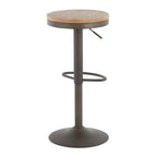 Dakota Adjustable Barstool - Antique Metal, Brown Wood-pressed Grain Bamboo