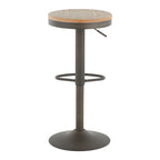 Dakota Adjustable Barstool - Antique Metal, Brown Wood-pressed Grain Bamboo