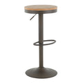 Dakota Adjustable Barstool - Antique Metal, Brown Wood-pressed Grain Bamboo