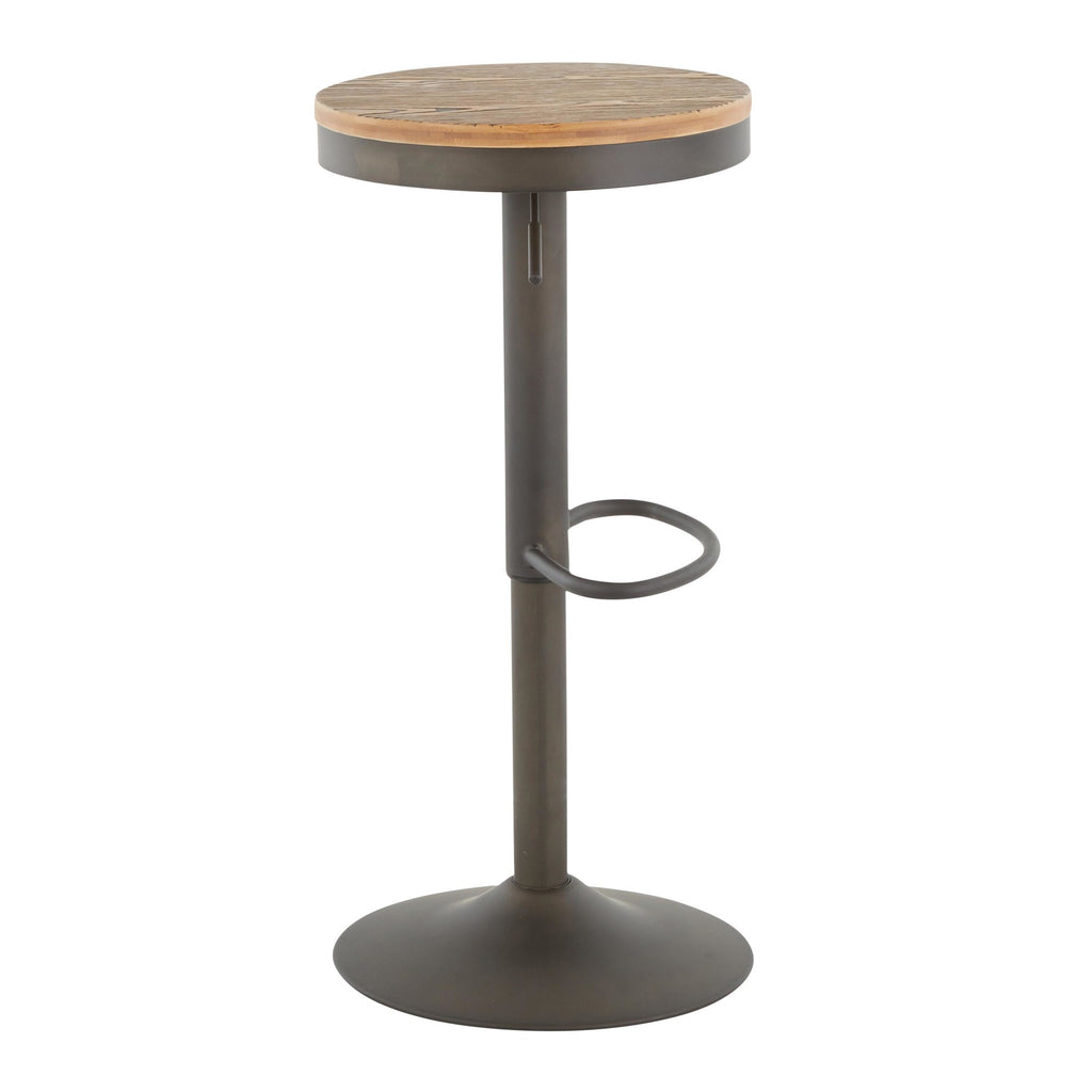 Dakota Adjustable Barstool - Antique Metal, Brown Wood-pressed Grain Bamboo