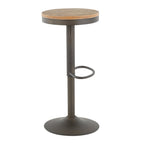 Dakota Adjustable Barstool - Antique Metal, Brown Wood-pressed Grain Bamboo