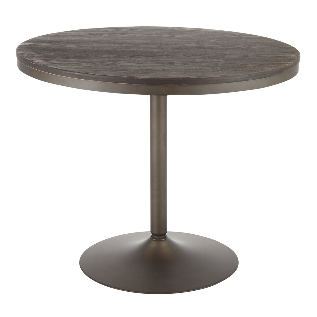 Dakota Dining Table - Antique Metal, Espresso Bamboo