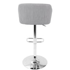 Daniella Adjustable Barstool - Chrome, Light Grey Fabric