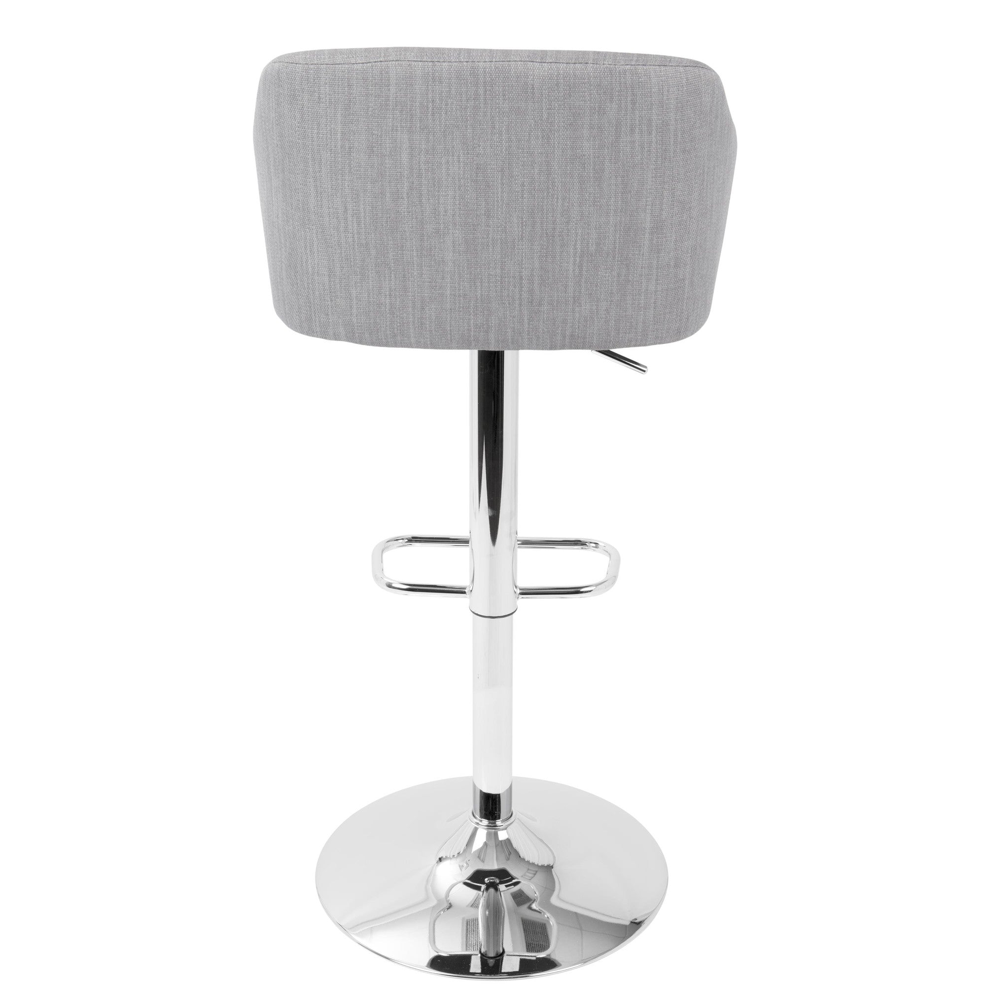 Daniella Adjustable Barstool - Chrome, Light Grey Fabric