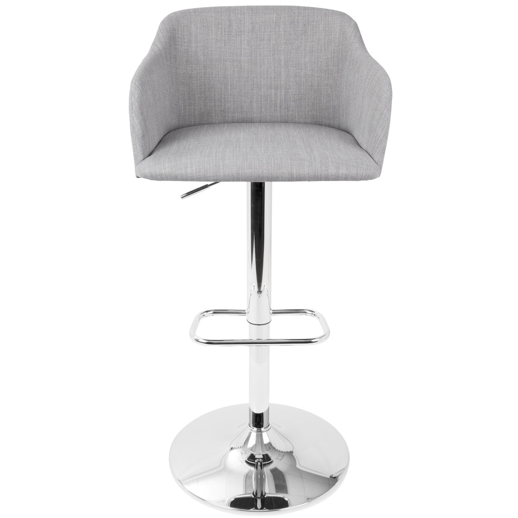 Daniella Adjustable Barstool - Chrome, Light Grey Fabric