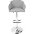 Daniella Adjustable Barstool - Chrome, Light Grey Fabric