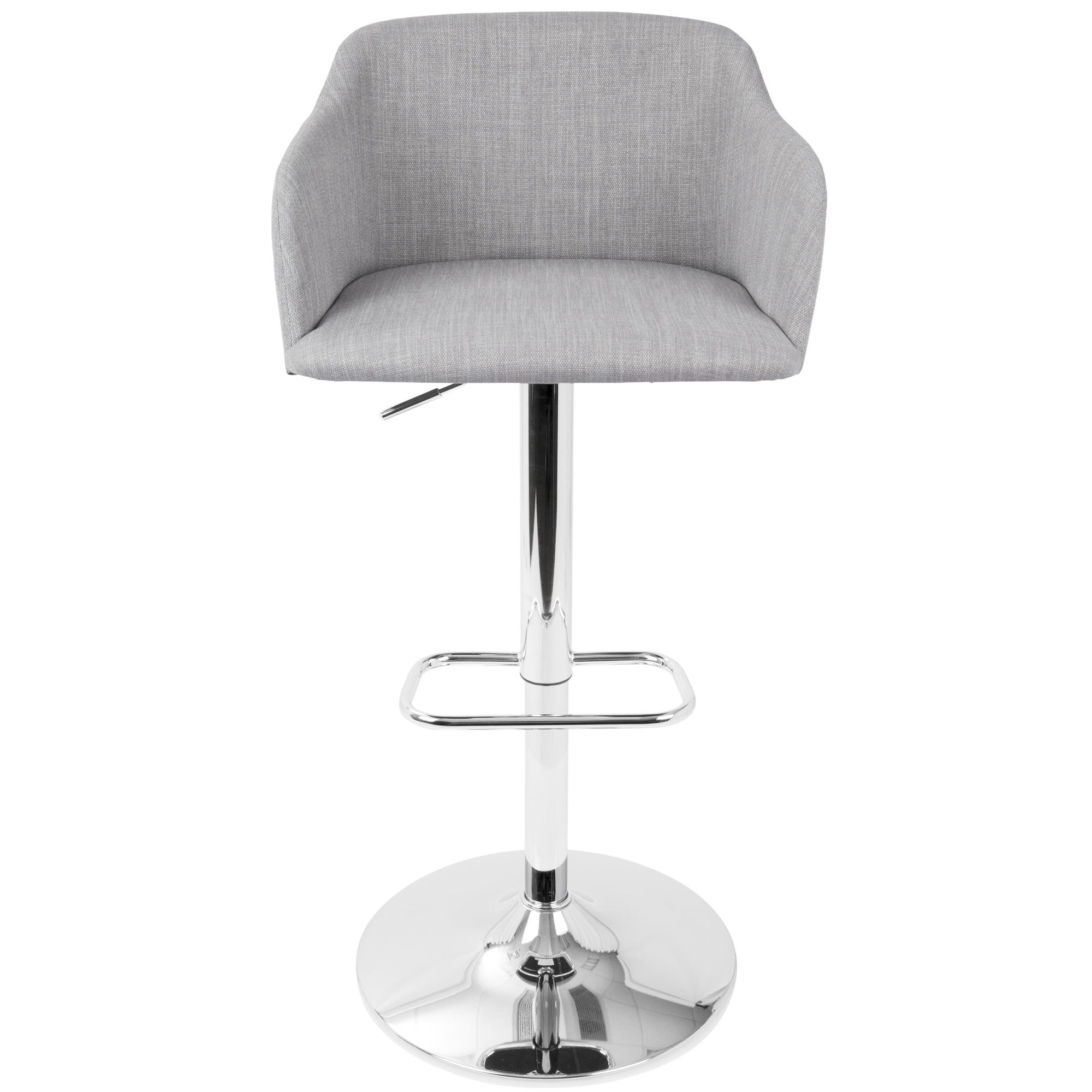 Daniella Adjustable Barstool - Chrome, Light Grey Fabric