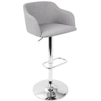 Daniella Adjustable Barstool - Chrome, Light Grey Fabric