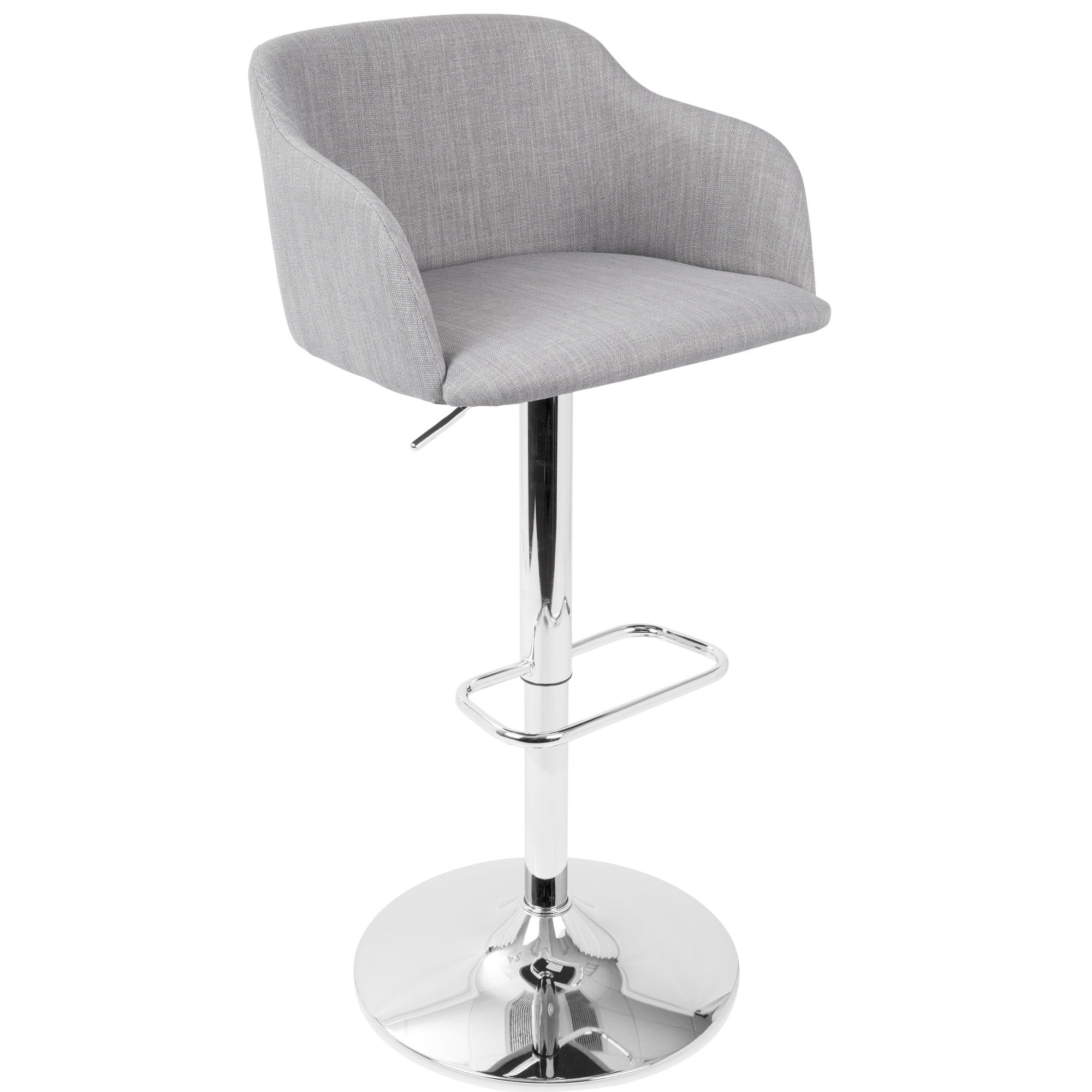 Daniella Adjustable Barstool - Chrome, Light Grey Fabric