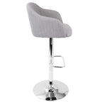 Daniella Adjustable Barstool - Chrome, Light Grey Fabric