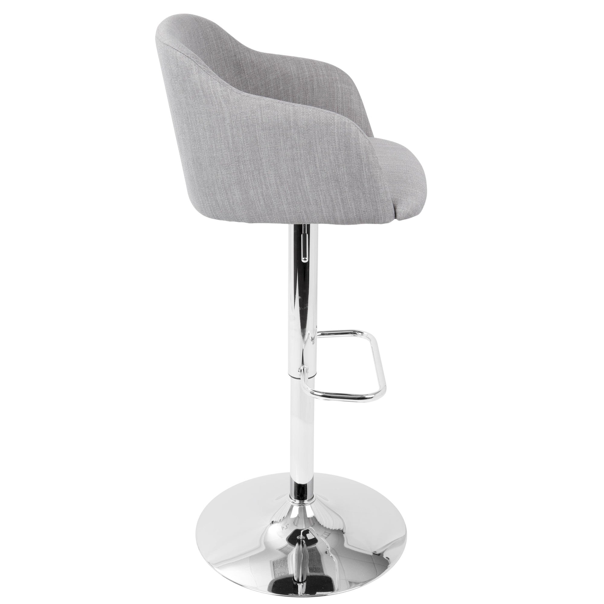 Daniella Adjustable Barstool - Chrome, Light Grey Fabric