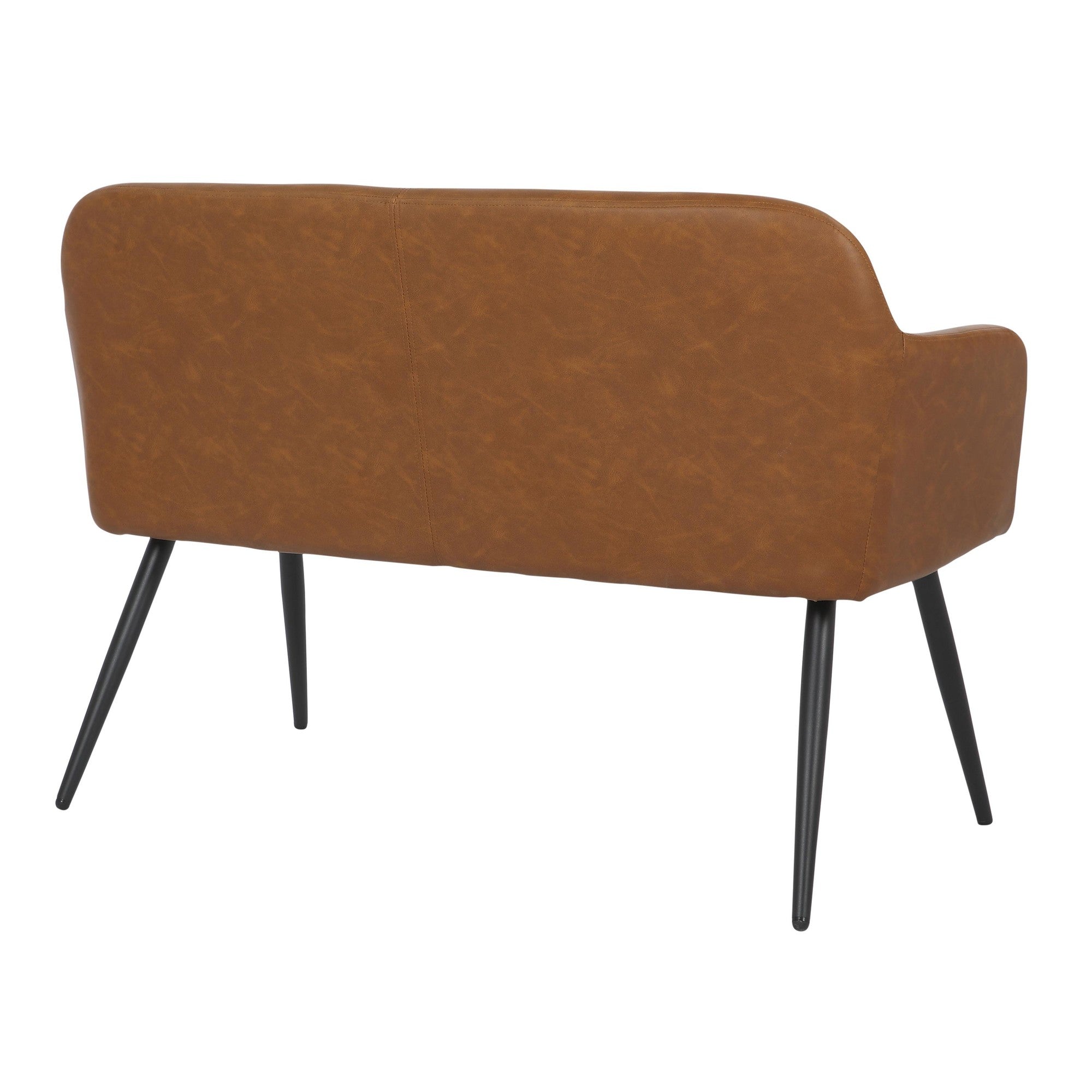 Daniella High Back Bench - Black Steel, Camel PU
