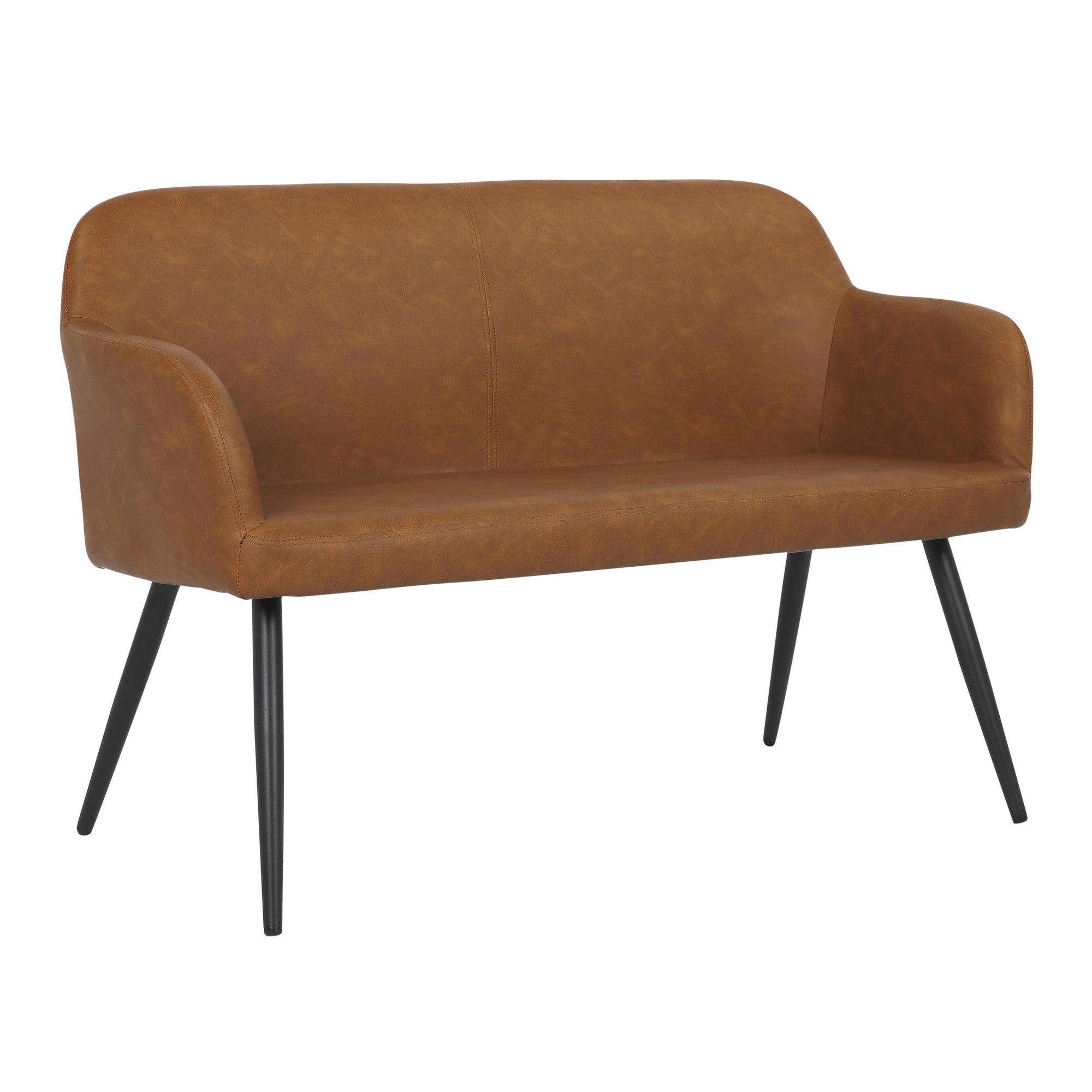 Daniella High Back Bench - Black Steel, Camel PU