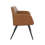 Daniella High Back Bench - Black Steel, Camel PU
