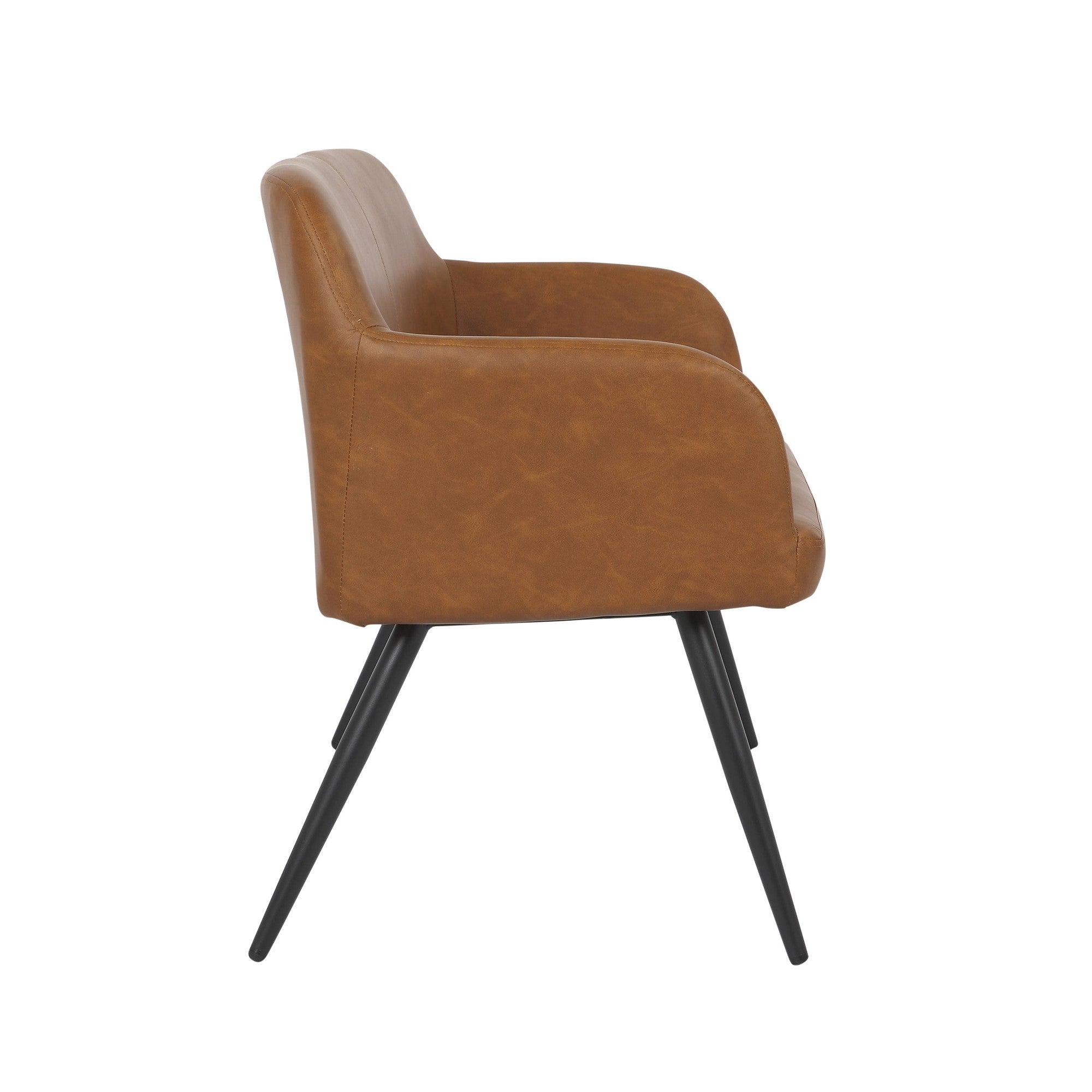 Daniella High Back Bench - Black Steel, Camel PU