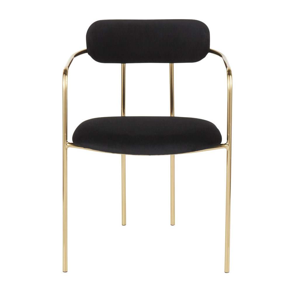Demi Chair - Set of 2 - Gold Metal, Black Velvet