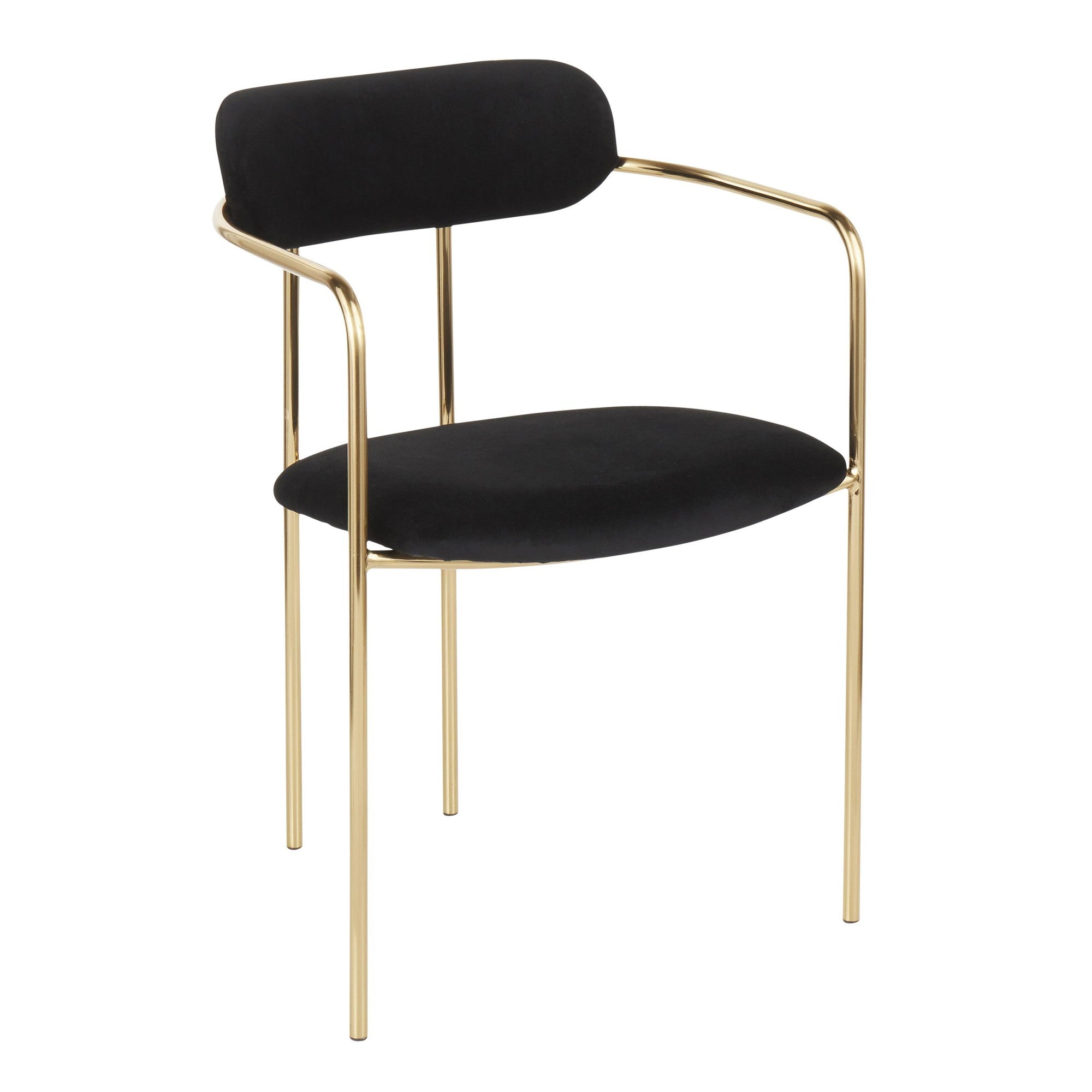 Demi Chair - Set of 2 - Gold Metal, Black Velvet