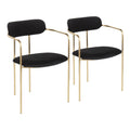 Demi Chair - Set of 2 - Gold Metal, Black Velvet