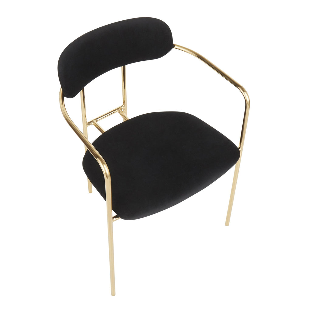 Demi Chair - Set of 2 - Gold Metal, Black Velvet