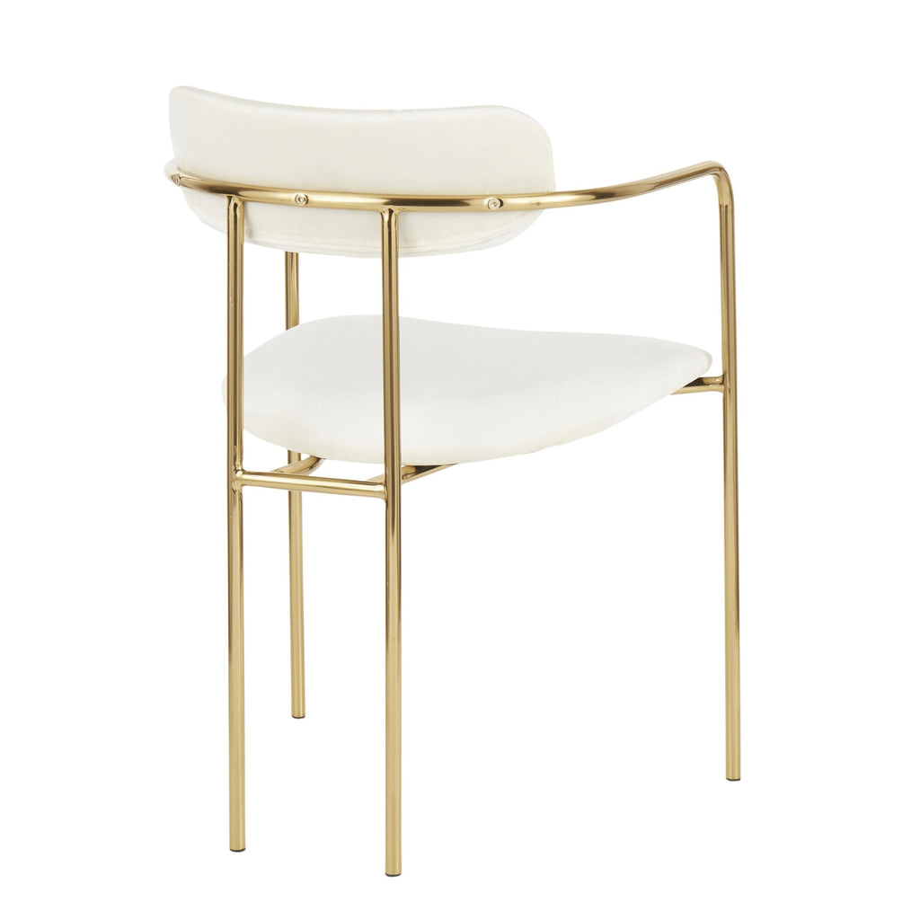 Demi Chair - Set of 2 - Gold Metal, Cream Velvet