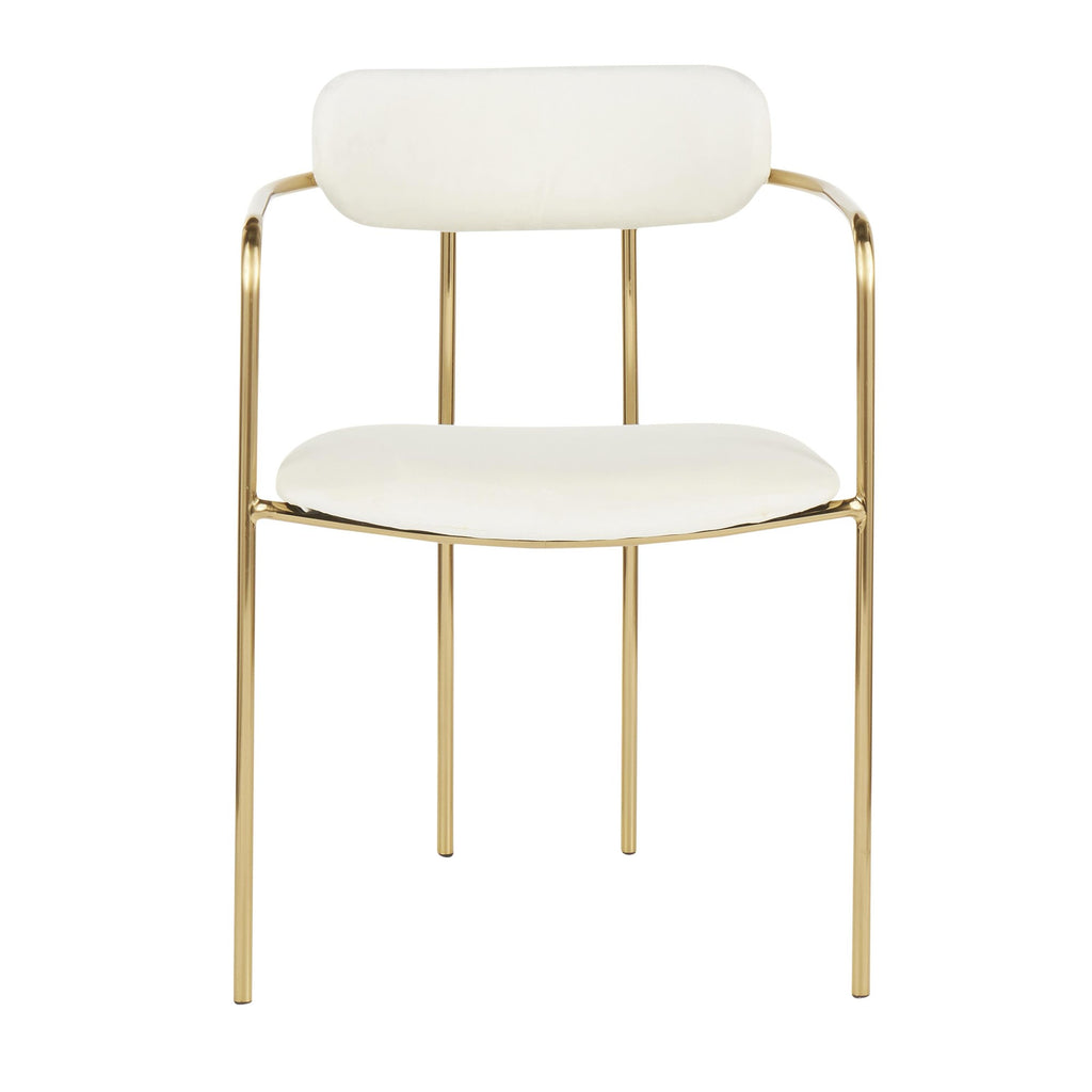 Demi Chair - Set of 2 - Gold Metal, Cream Velvet