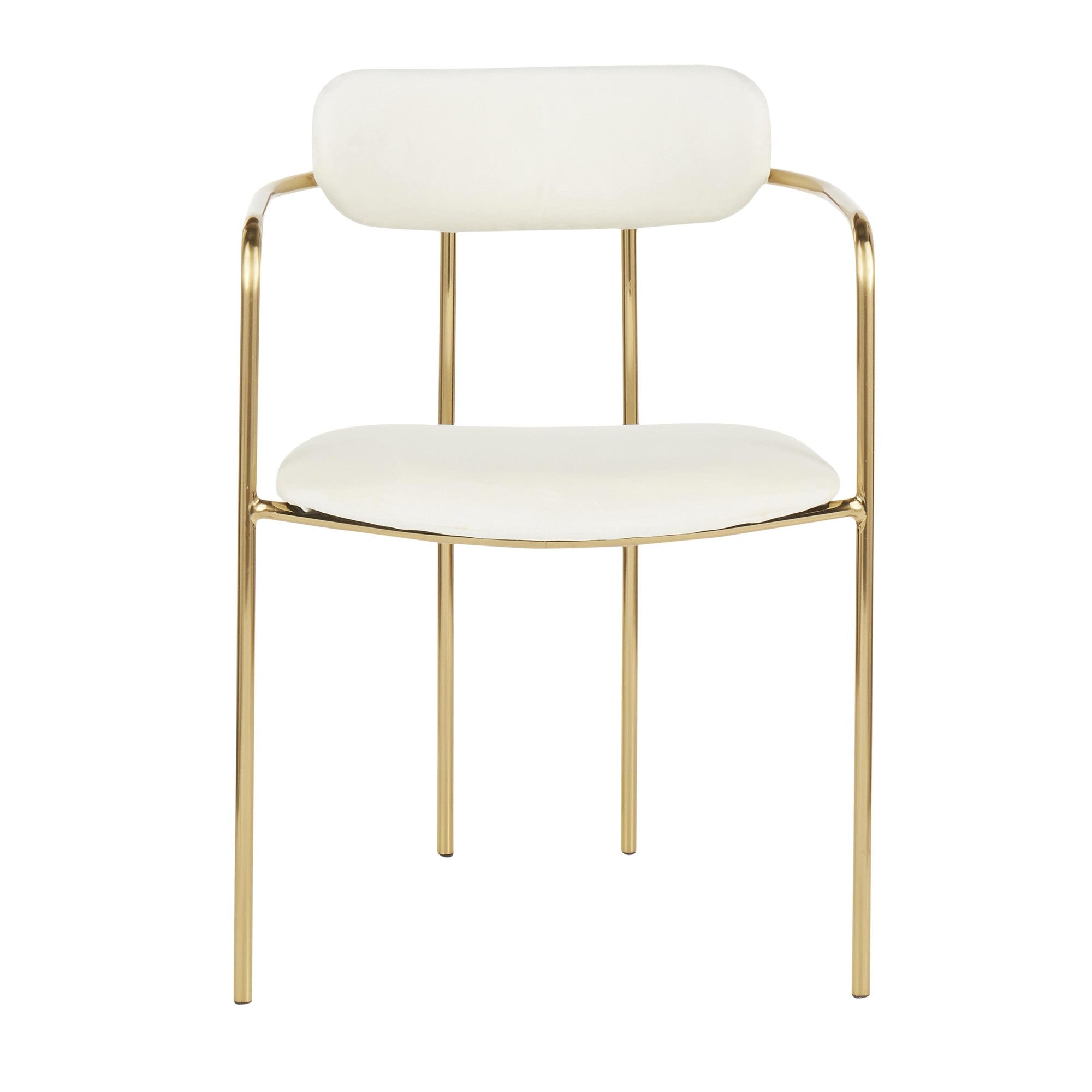Demi Chair - Set of 2 - Gold Metal, Cream Velvet