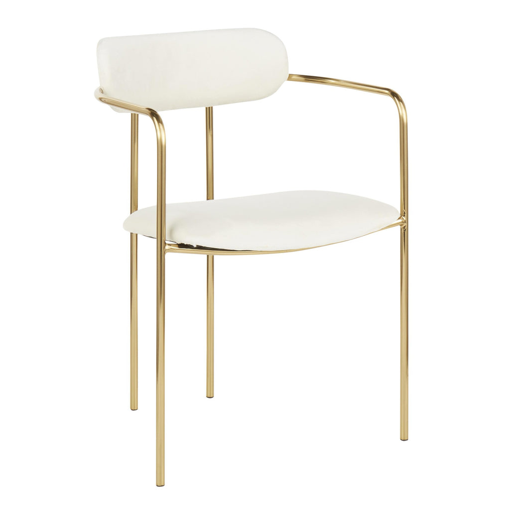 Demi Chair - Set of 2 - Gold Metal, Cream Velvet