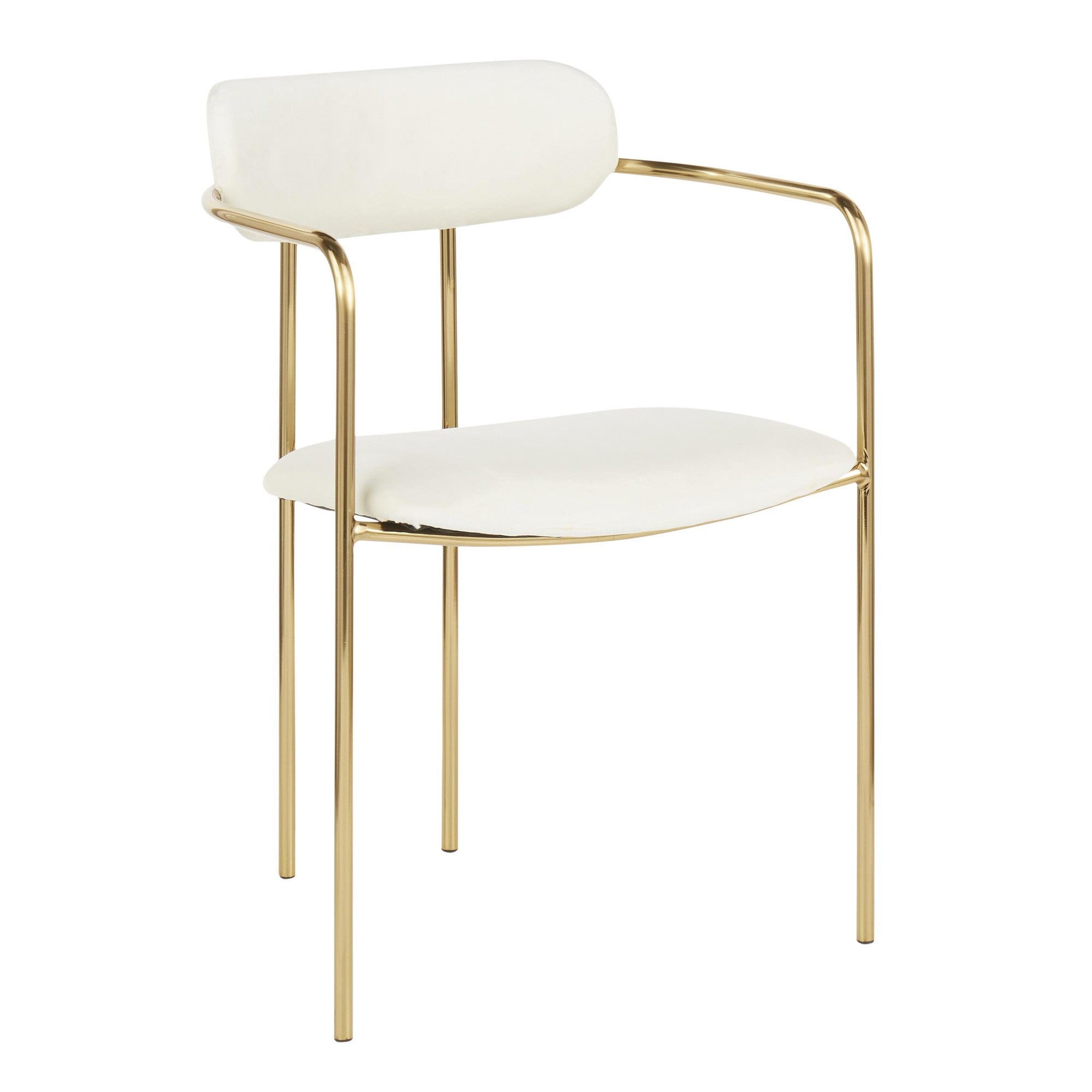 Demi Chair - Set of 2 - Gold Metal, Cream Velvet