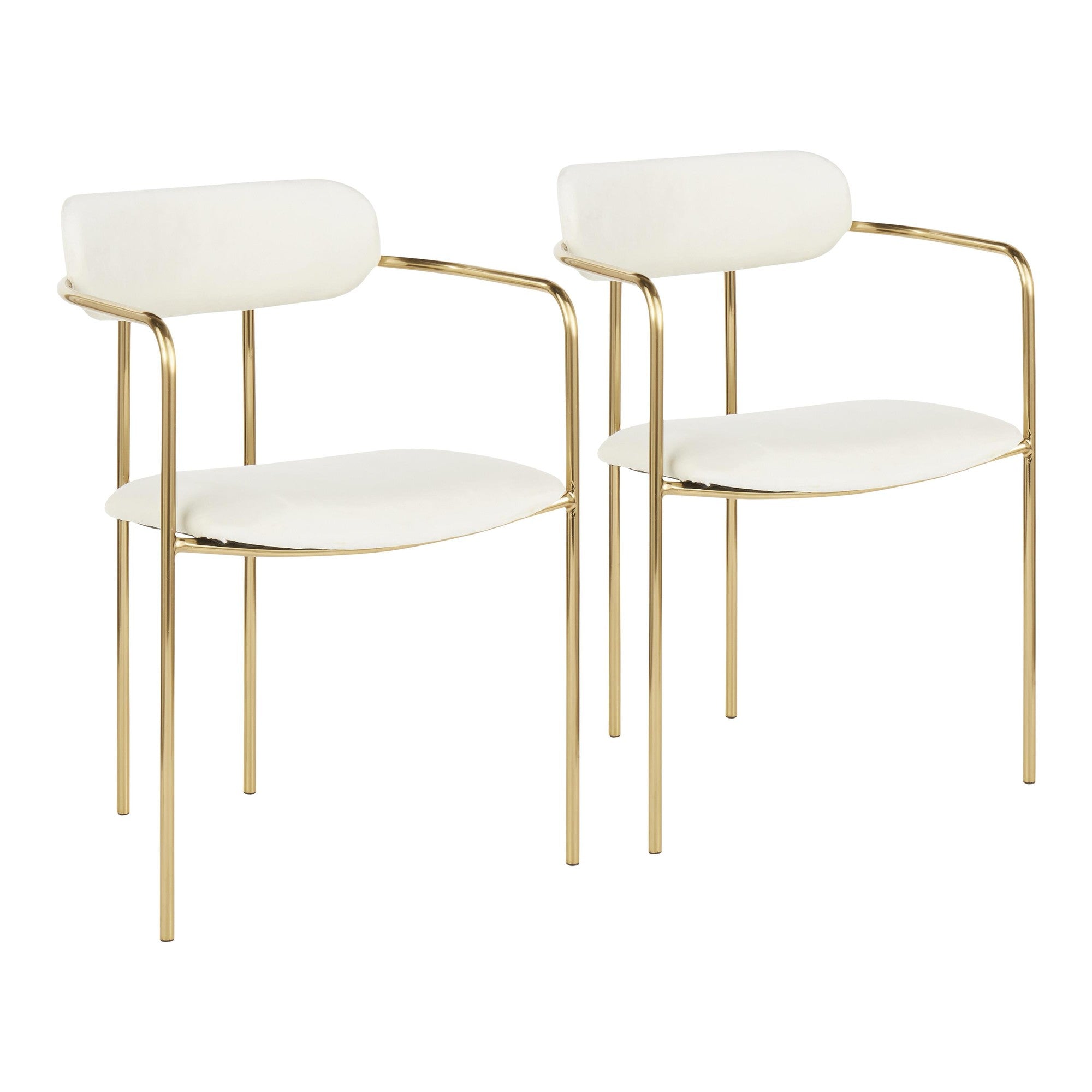 Demi Chair - Set of 2 - Gold Metal, Cream Velvet