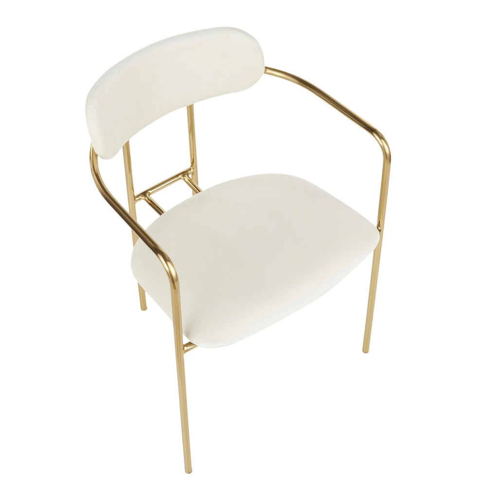 Demi Chair - Set of 2 - Gold Metal, Cream Velvet
