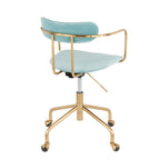 Demi Office Chair - Gold Metal, Light Blue Velvet
