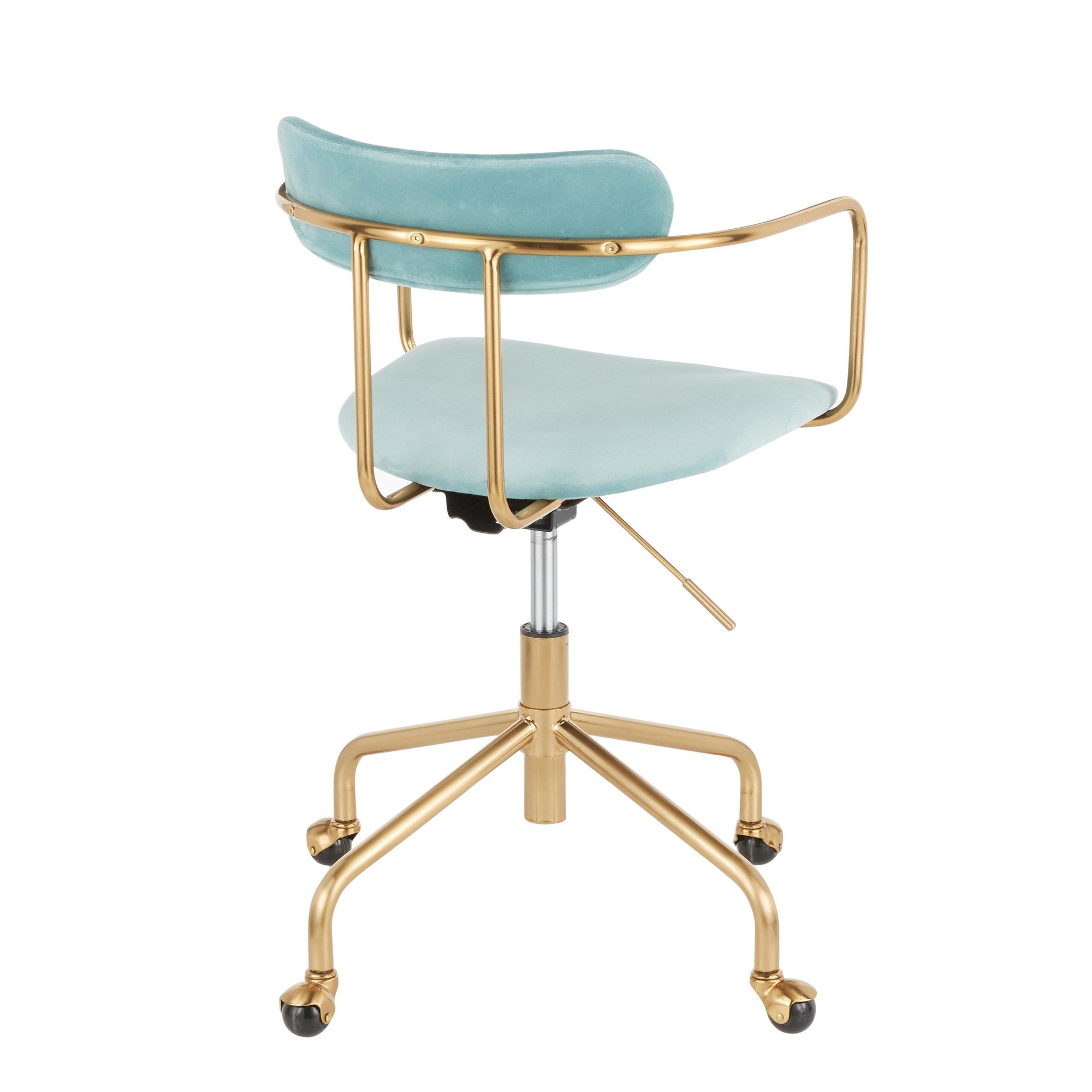 Demi Office Chair - Gold Metal, Light Blue Velvet