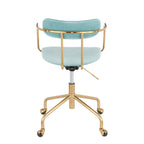 Demi Office Chair - Gold Metal, Light Blue Velvet