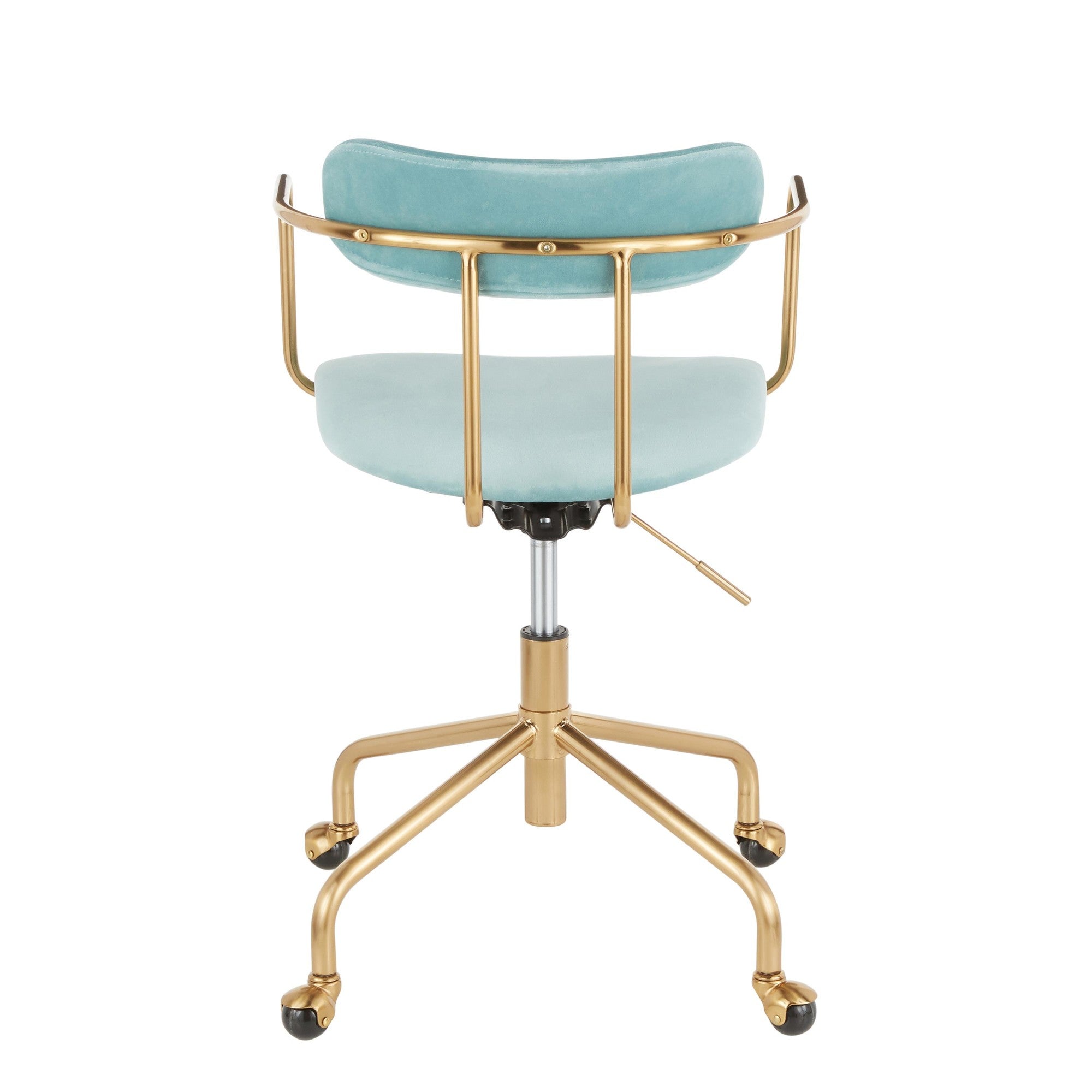 Demi Office Chair - Gold Metal, Light Blue Velvet