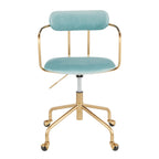 Demi Office Chair - Gold Metal, Light Blue Velvet
