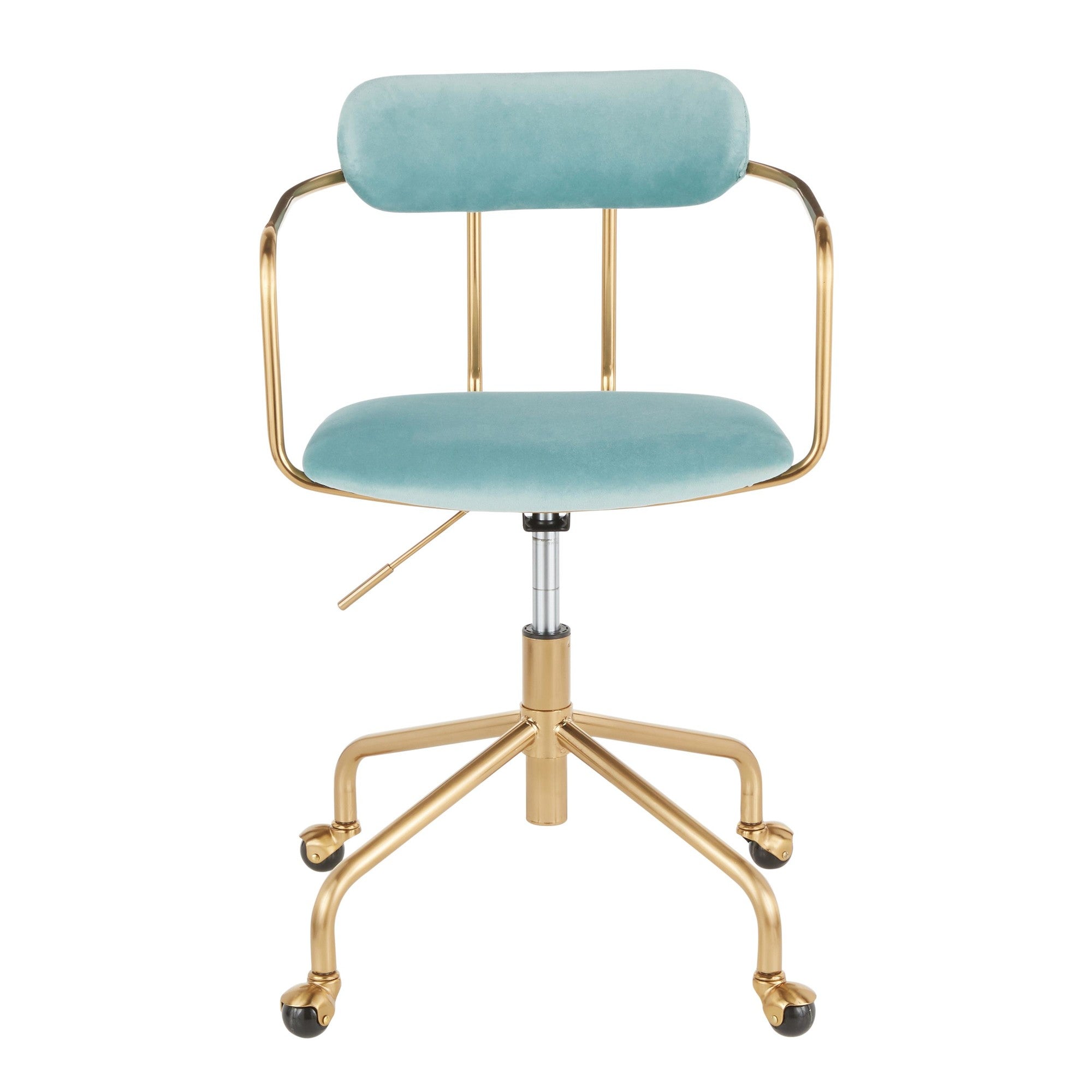 Demi Office Chair - Gold Metal, Light Blue Velvet