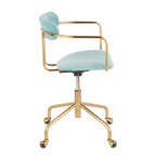 Demi Office Chair - Gold Metal, Light Blue Velvet