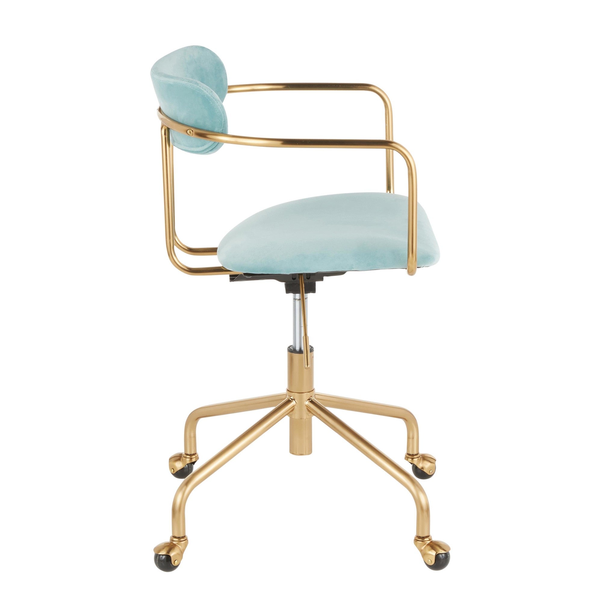 Demi Office Chair - Gold Metal, Light Blue Velvet