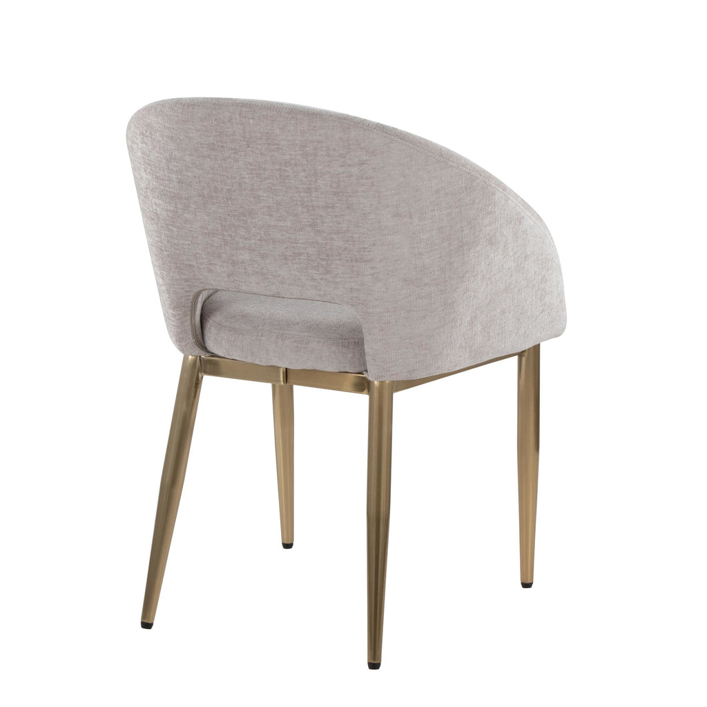 Renee Upholstered Chair - Set of 2 - Gold Metal, Silver Fabric